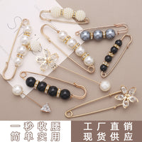 Pearl Brooch Pin Set for Waist Adjustment and Anti-Exposure