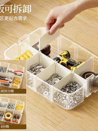 Multi-layer Transparent Storage Box with Handle, Portable Organizer for Tools, Hardware, and Crafts