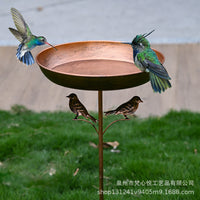 Decorative Metal Bird Bath Feeder with Garden Stake for Outdoor Patios and Yards