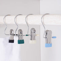 Multifunctional Stainless Steel Clothes Hanger Clips for Trousers and Home Storage, Strong Non-marking Grip