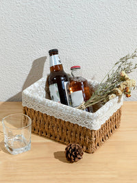 Handwoven Rattan Storage Basket for Desk Organization, Cosmetics, Keys, Snacks