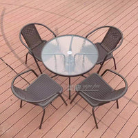 Outdoor Rattan-Style Bistro Table and Chair Set for Patio Balcony Cafe