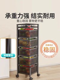 Multi-layer Rolling Utility Cart with Rotating Baskets for Kitchen, Living Room, and Storage