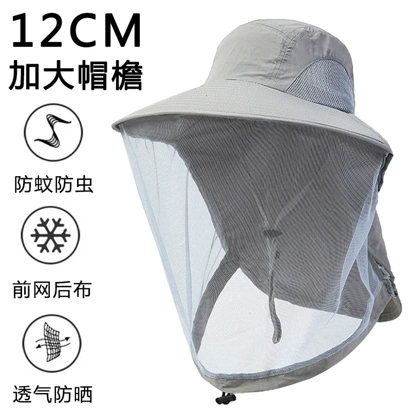 Fishing Anti-Mosquito Sun Hat with Face Neck Flap for Men and Women, Outdoor Hiking Beekeeping Bug Insect Repellent Head Net
