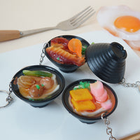 Miniature PVC Japanese Ramen Bowl Keychain Toy