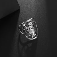 Irish Celtic Knot Hollow Geometric Stainless Steel Open Ring Hexagram Star Finger Ring