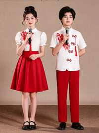 Children's Patriotic Red Song Competition Performance Costume for Boys and Girls