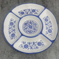 Ceramic Divided Serving Platter for Snacks, Dumplings, and Appetizers