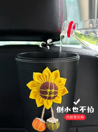 Cute Car Trash Can with Lid - Hanging Automotive Garbage Bag for Front/Rear Seat Storage