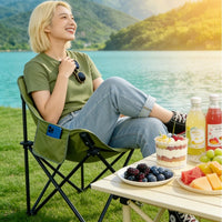 Portable Folding Moon Chair and Table Set for Outdoor Camping, Fishing, and Art Activities