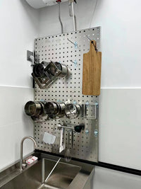 Thickened 304 Stainless Steel Pegboard Baking Storage Rack Custom Square Hole Hardware Tool Hanging Board Wall Organizer