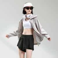 Women's UV Protection Ice Silk Sun Protection Jacket with Hood for Outdoor Sports Hiking
