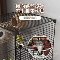 Large Double-Layer Bird Cage with Anti-Splash Guard for Parrots, Budgies, Cockatiels, Mynahs - Deluxe Villa Style