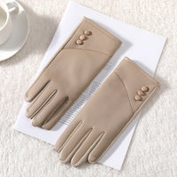 Women's Warm PU Leather Touchscreen Gloves for Winter Driving & Cycling