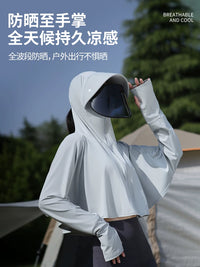Women's UPF50+ Sun Protection Cape with Large Brim Hood and Face Mask, UV Protection