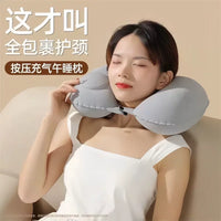 Inflatable Travel Neck Pillow for Car, Office, and Airplane - Portable U-Shaped Head and Neck Support Cushion
