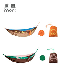 Deer Morning Outdoor Double Hammock with Anti-Roll Design for Camping & Picnics