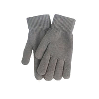 Unisex Solid Color Knitted Gloves for Winter - Warm, Thick, Fleece-Lined, Stretchy Five-Finger Gloves