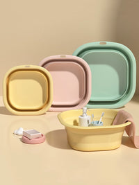Foldable Portable Wash Basin for Travel, Home, and Dorm Use - Multi-Size Plastic Laundry and Foot Bath Tub