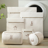 Embroidered Double-Layer Mesh Laundry Bags for Delicates and Underwear