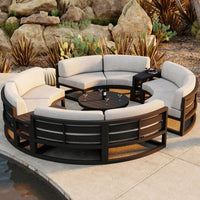 Outdoor Aluminum Alloy Round Sectional Sofa Set for Patio Garden Hotel Balcony