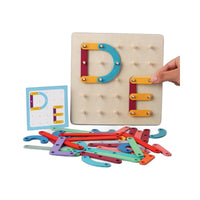 Montessori Wooden Geometric Number Letter Peg Board Puzzle for Kids Early Education