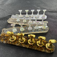 Magnetic Nail Tip Display Stand with Bear Gold Foil Stone Base and Chess Piece Holders