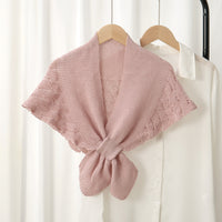 Women's Solid Color Knitted Shawl Poncho for Autumn/Winter - Versatile Shoulder Wrap for Air-Conditioned Rooms
