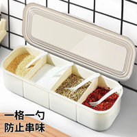 Multi-Compartment Seasoning Box with Spoons, Moisture-Proof Spice Container for Kitchen