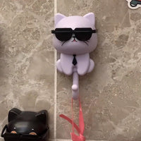 Cute Cartoon Cat Key Hook Multi-functional Snap-on Entryway Organizer for Glasses and Coats