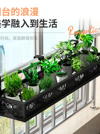 Balcony Railing Hanging Planter Rack Iron Art Plant Shelf Window Sill Flower Pot Holder
