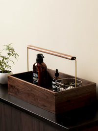 Solid Wood Cosmetic Storage Tray Desktop Organizer for Vanity and Skincare