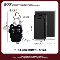 Big-Eyed Black Cat Plush Doll Keychain Scarf Pendant Bag Charm Couple Gift