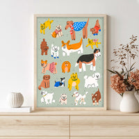 Cute Dog Illustration Art Print for Kids' Room Decor