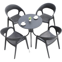 Outdoor Patio Wicker Dining Set with Square Glass Table and 4 Chairs