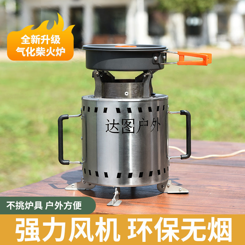 Portable Stainless Steel Wood Burning Camping Stove for Outdoor Cooking