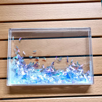 Acrylic Quicksand Photo Frame with Feather and Sequin Embellishments, 3-inch to 6-inch Creative Desktop Display