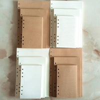 Vintage 6-Hole Loose Leaf Notebook Refill Paper for A5/B5/A6 Planners - Blank, Lined, Kraft, or Dowling Paper