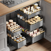 Under Sink Pull-Out Organizer for Kitchen Cabinets, Dish and Spice Storage Rack, Sliding Drawer Shelf