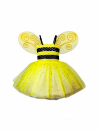 Kids' Bee Costume Dress with Yellow Wings for Dance Performance & Role Play