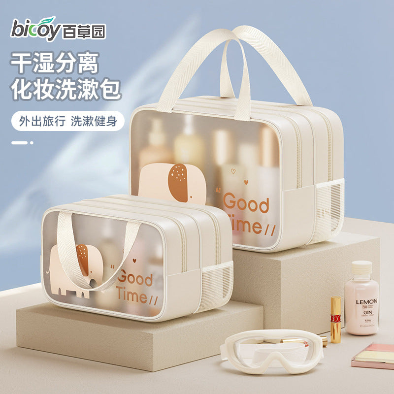 Large Capacity PVC Waterproof Cosmetic Bag Portable Travel Toiletry Organizer with Handle