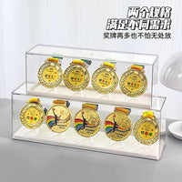 Medal Display Case with Stand for Marathon, Commemorative Coins, Badges, and Pins