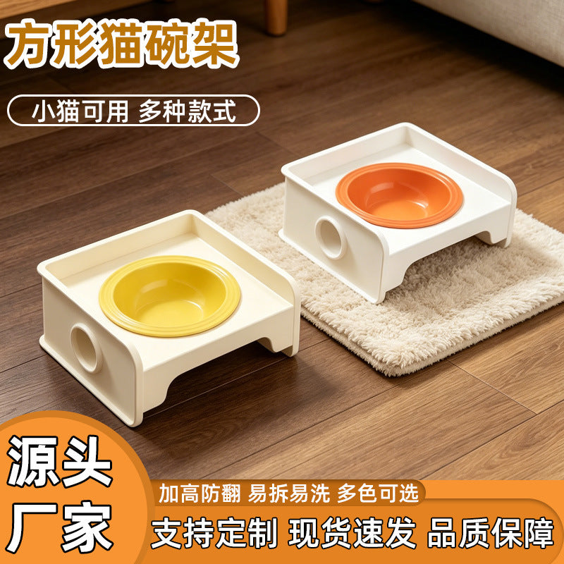 Ceramic Pet Bowl with Stand for Cats and Dogs, Spill-Proof Food and Water Dish
