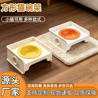 Ceramic Pet Bowl with Stand for Cats and Dogs, Spill-Proof Food and Water Dish