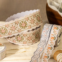 Embroidered Edge Floral Pattern Decorative Tape for Scrapbooking and Crafts