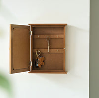 Wooden Wall-Mounted Key Storage Box with Hooks for Entryway Decor