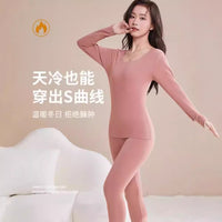 Women's Thermal Underwear Set, Seamless Ribbed Velvet Base Layer for Winter
