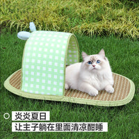 Pet Cooling Mat Rattan Weave Summer Dog Cat Bed Pad