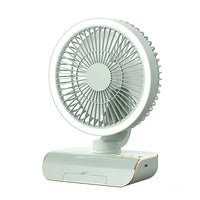 Portable USB Rechargeable Oscillating Desk Fan with Night Light and Remote Control for Dorms and Offices