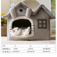 Enclosed Pet House Bed for Cats and Small Dogs, Warm and Washable